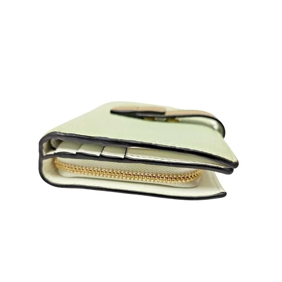 LOEWE Puzzle Bifold Wallet Leather Matcha Green Beige SET Box + Booklet AUTH - Picture 4 of 13